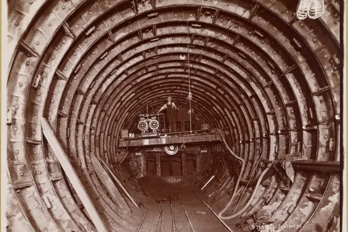 A photo of the subway being constructed in 1908